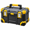 Caja de herramientas 50 x 30 x 25 cm de plástico negro gris y amarillo con cierres metálicos portátil