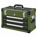 Caja de herramientas 50 x 25 x 35 cm de metal verde con 3 cajones y cierre