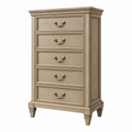 Cómoda de madera beige 80 x 45 x 125 cm con 5 cajones estilo clásico