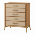 Cómoda de 5 cajones 90 x 45 x 120 cm en madera marrón y beige con patas metálicas