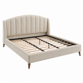 Cama tapizada 160 x 200 cm beige con somier de láminas - estilo contemporáneo