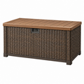 Arcón de almacenamiento exterior 120 x 60 x 60 cm de ratán sintético marrón con tapa efecto madera