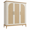 Armario 150 x 55 x 190 cm de madera blanco y natural con 3 puertas estilo contemporáneo