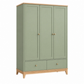 Armario 120 x 55 x 200 cm de madera verde con cajones estilo nórdico