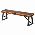 Banco 180 x 40 x 45 cm de madera marrón con patas de metal negro estilo industrial