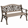 Banco de jardín 120 x 60 x 90 cm de metal marrón estilo clásico con respaldo floral