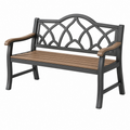 Banco de jardín 122 x 63 x 89 cm de metal y madera marrón negro estilo clásico